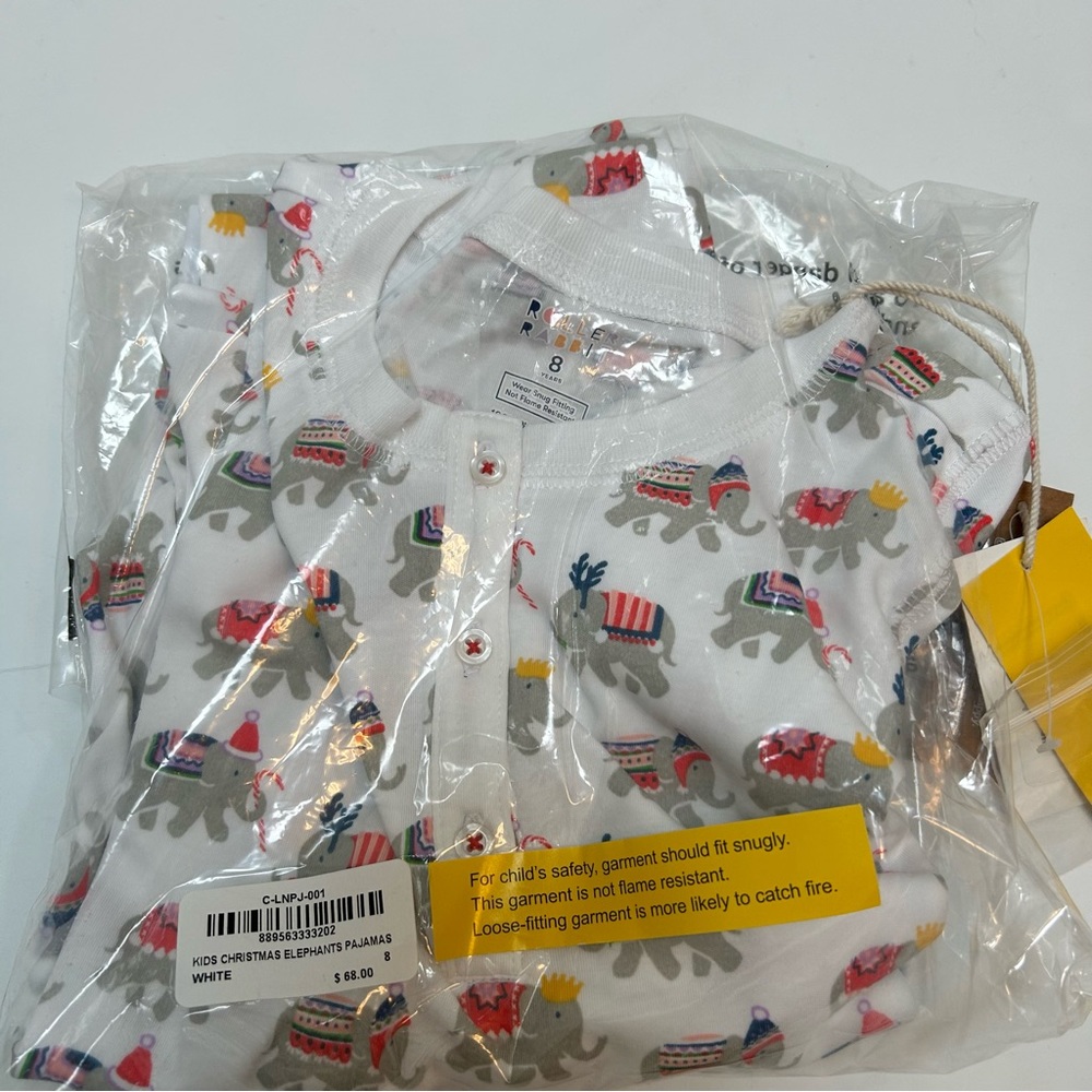 Roller Rabbit NWT Kids Unisex Christmas Elephants Pajama Set Sizes 2, 6‎ & 8 - Picture 7 of 8